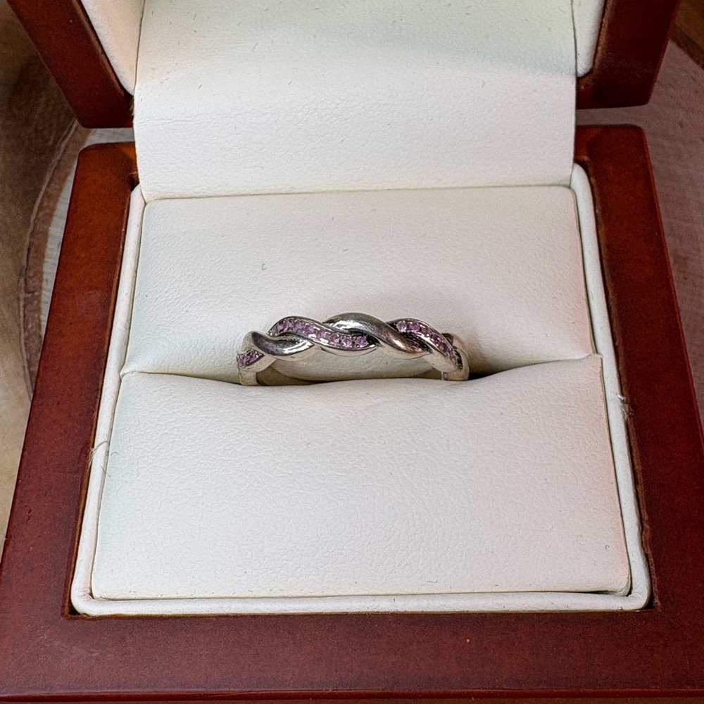 Vintage Silver Ring with Pink Highlights